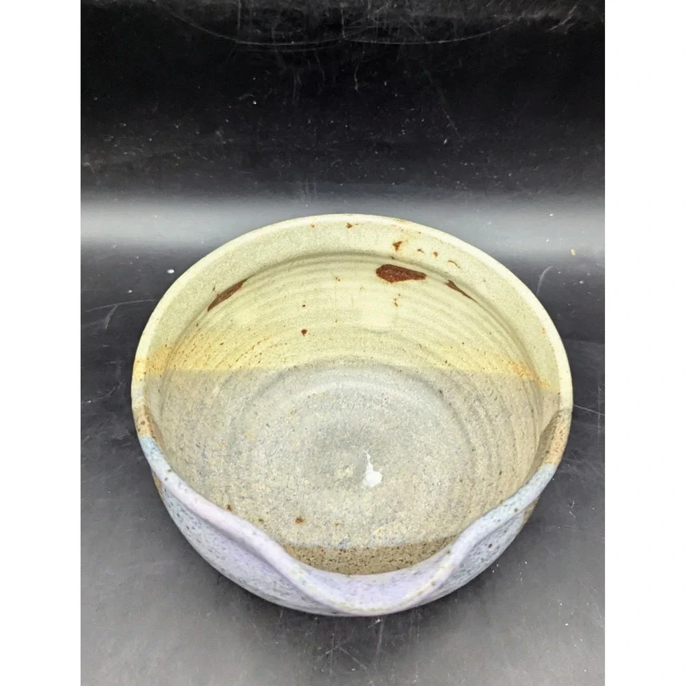 Vintage Studio Art Pottery Stoneware Batter Bowl Speckled Glaze 6